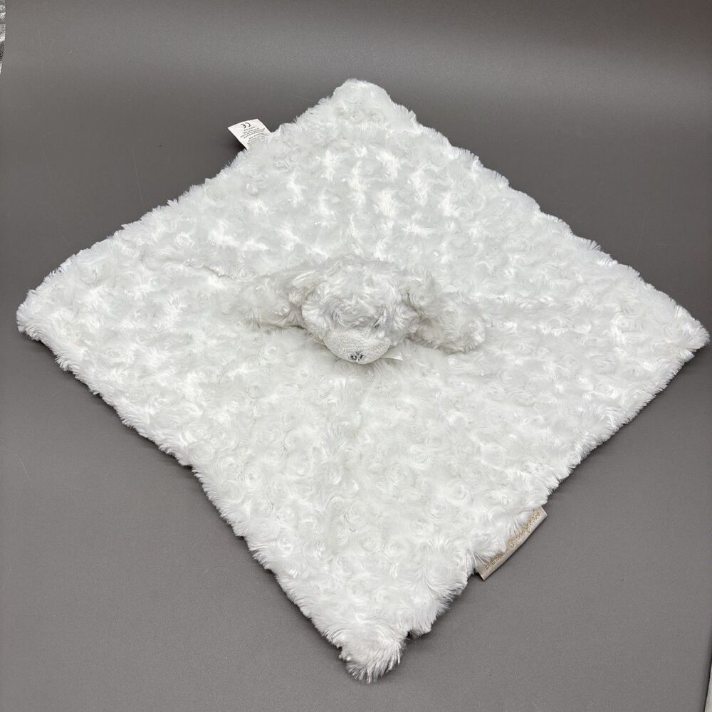 Blankets & Beyond Plush Bear Lovey Security Blanket White Minky Swirl Unisex